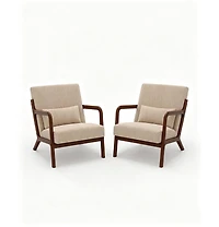 gaomon Two-piece Wide Stripe Corduroy Accent Chairs, sturdy wooden frame, comfortable reading chairs with lumbar pillows