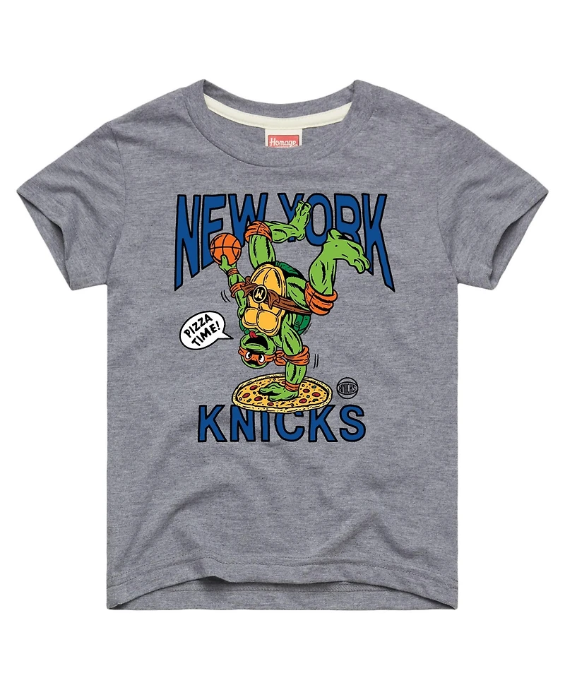 Homage Toddler Gray New York Knicks x Teenage Mutant Ninja Turtles Michelangelo Tri-Blend T-Shirt