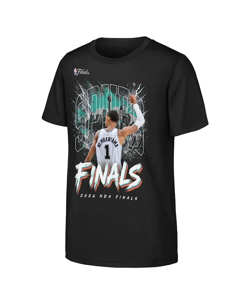 Outerstuff Big Boys and Girls Victor Wembanyama Black San Antonio Spurs 2026 Nba Finals City T-Shirt