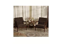 gaomon 2-Piece Snow Texture Fabric Reading Chairs, Mid-Century Style, Sturdy Wooden Frame, Equipped with Lumbar Pillows.