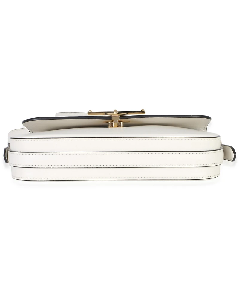 Pre-Owned Prada White Smooth Calfskin Triangle Logo Flap Bag