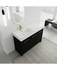 Sillysis 48 Inch Modern Chestnut Bathroom Vanity with Resin Sink, Soft Close Doors, Scratch and Water Resistant Plywood Cabinet