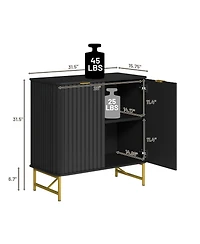 Clihome 32 Inch Storage Cabinet,2 Door Mdf Organizer with Adjustable Feet,Durable Design for Home,Office