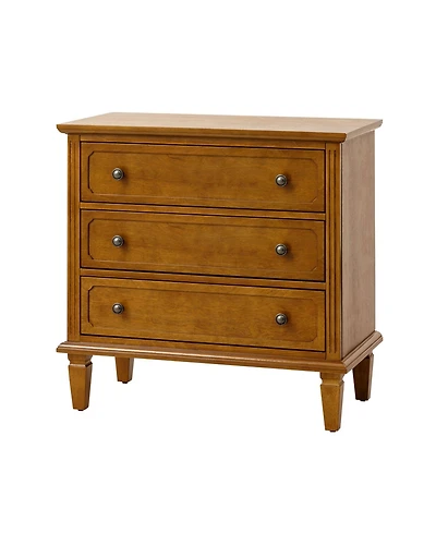 Hulala Home Amberlyn 28.3'' W Transitional 3-Drawer End Table with Built-In Outlet and Solid Wood Legs