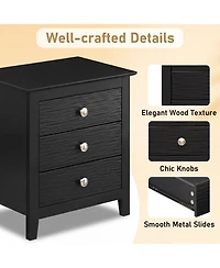 Slickblue 3 Drawer Farmhouse Nightstand with Wood Grain Finish and Storage Drawers