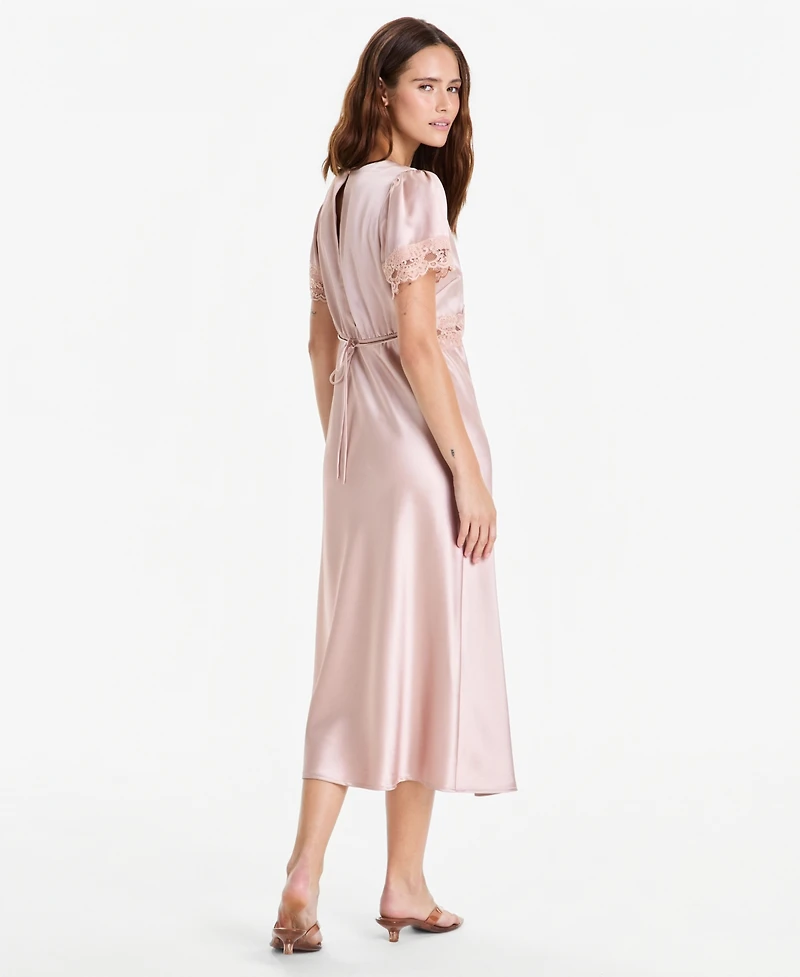 And Now This Women's Satin Lace-Trim Midi Dress, Macy's Exclusive