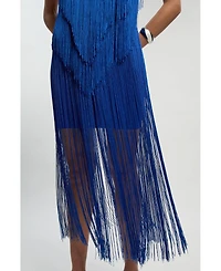 Karen Millen Women's Fringe Bandage V-Neck Midi Dress