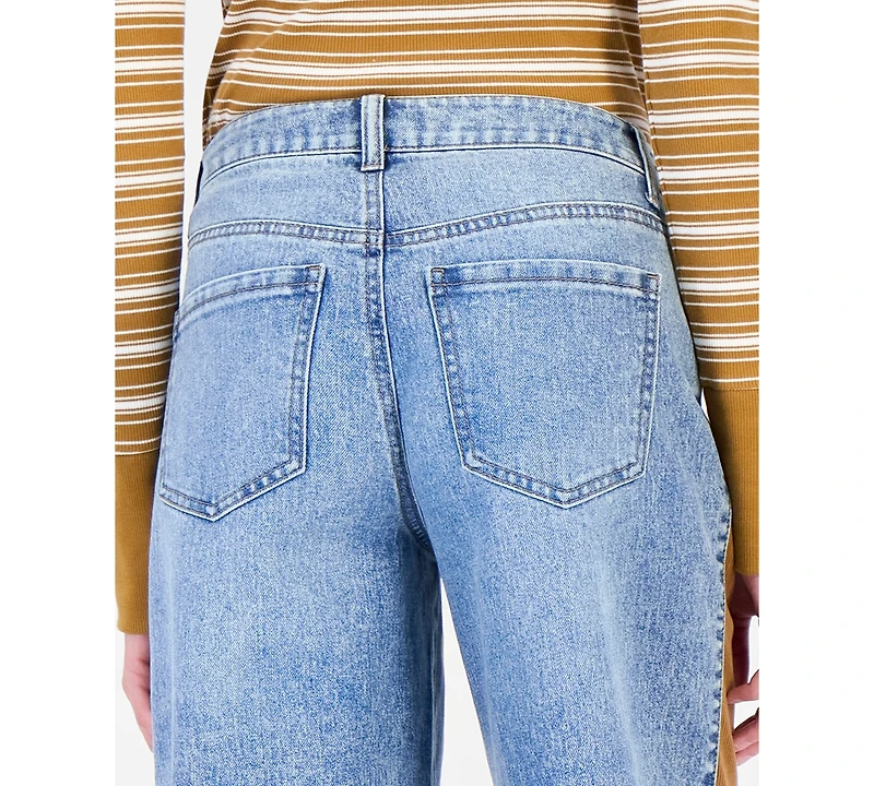 And Now This Women's Cord Trim Barrel Leg High-Rise Jeans, Macy's Exclusive