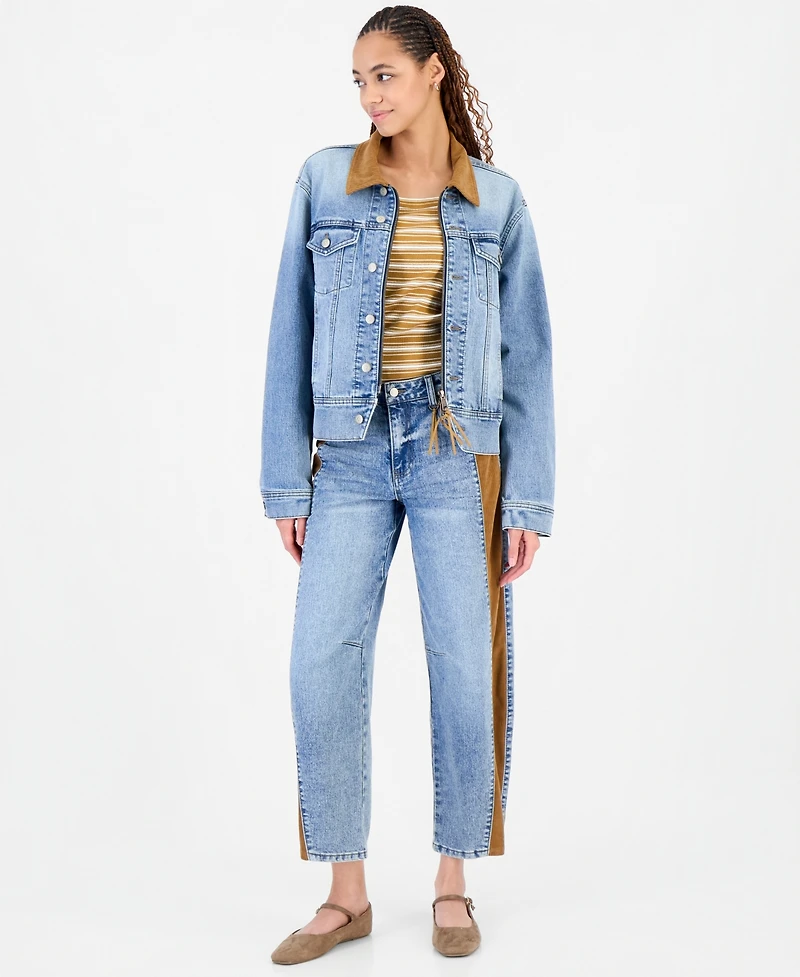 And Now This Women's Cord Trim Long-Sleeve Denim Jacket, Macy's Exclusive