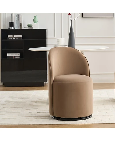 Boyel Living Swivel Barrel Chair Velvet Dining 360 Degree Round Armless Accent for Bedroom Room