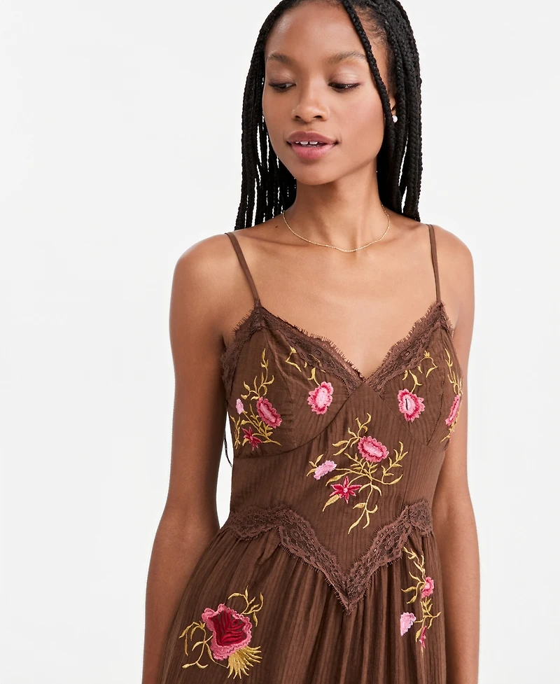 And Now This Women's Shadow Stripe V-Neck Sleeveless Lace Dress, Macy's Exclusive