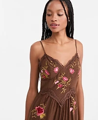 And Now This Women's Shadow Stripe V-Neck Sleeveless Lace Dress, Macy's Exclusive