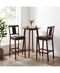 Slickblue Set of 2 Bar Height Upholstered Barstool with Rubber Wood Frame