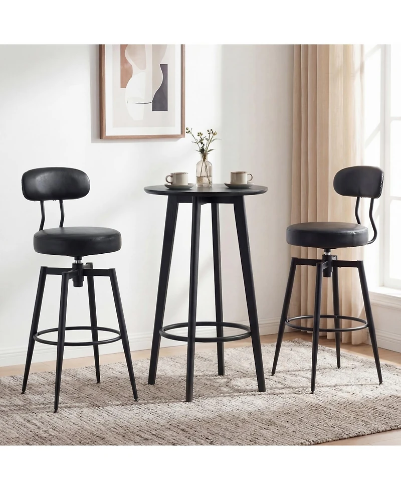 Slickblue Set of 2 Bar Stools Swivel Design with Faux Leather Cushion Seating