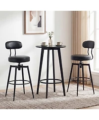 Slickblue Set of 2 Bar Stools Swivel Design with Faux Leather Cushion Seating