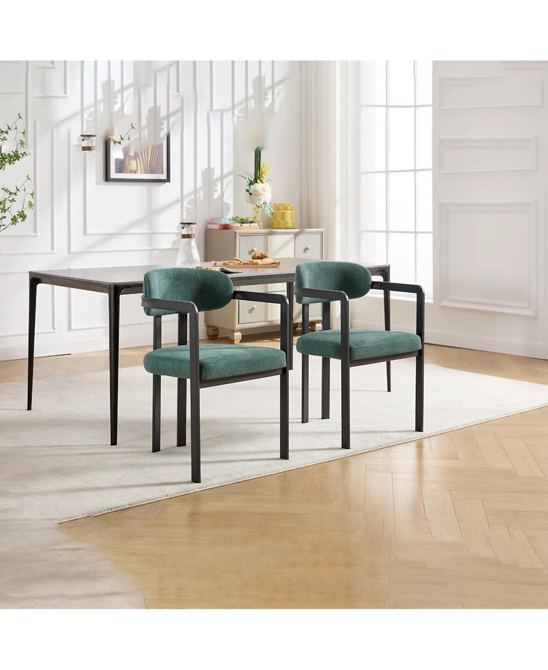 Boyel Living Modern Dining Room Chairs Set of 2 Upholstered Boucle Kitchen Metal Legs