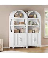 Slickblue Modern Farmhouse 5-Tier Bookcase with Arched Design and Display Shelves