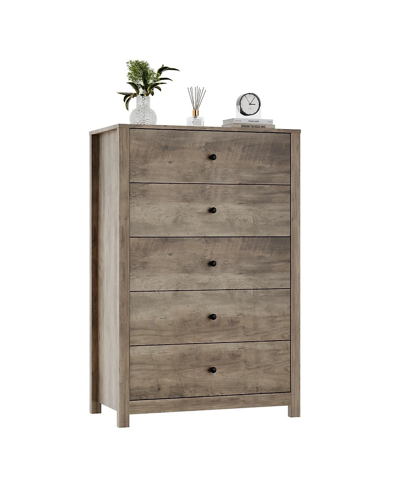 homfan Tall 5 Drawer Dresser with Deep Drawers and Metal Knobs for Bedroom, Entryway, Hallway