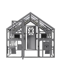 Streamdale Furniture Extra Large Walk-in Outdoor Catio with 7 Platforms and Weatherproof Roof