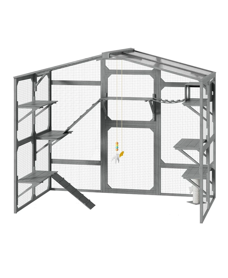 Streamdale Furniture Large Outdoor Catio for 6-10 Cats with Weatherproof Roof and 6 Platforms