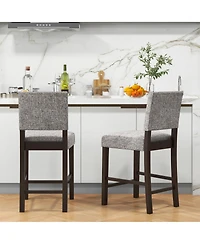 Gymax 4 Piece Upholstered Bar Stools 26 Inch Counter Height Chairs with Sponge Cushions