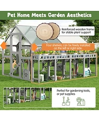 Streamdale Furniture Large Wooden Outdoor Catio with Planter Resting Boxes and Waterproof Cover