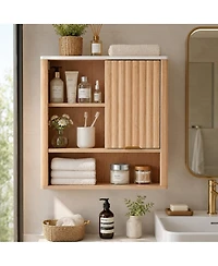 Phying Wall Mounted Bathroom Cabinet Over Toilet Storage Medicine Cabinet Multifunctional Hanging Organizer for Home Storage