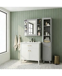 Phying Bathroom Wall Storage Cabinet with Mirror, Medicine Cabinet with Adjustable Wood Shelf and Doors, Mounted Storage Cabinets
