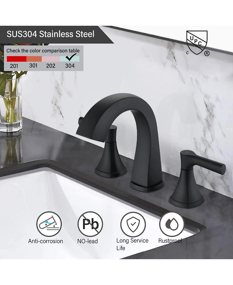 Midola Widespread Bathroom Sink Faucets Two Handle 3 Hole Vanity Bath Faucet with Drain Assembly for Bathroom