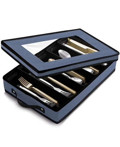 StorageBud Flatware & Utensil Storage, Durable Silverware Storage Box with Padded Dividers