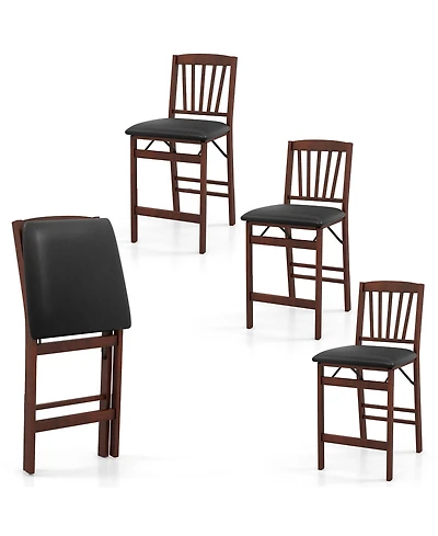 Gymax Set of Counter Height Chairs Folding Kitchen Island Stool with Padded Seat