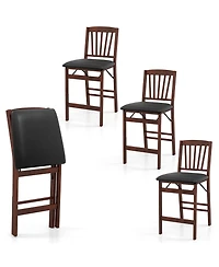Gymax Set of Counter Height Chairs Folding Kitchen Island Stool with Padded Seat