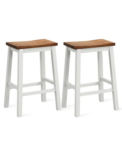 Gymax 24.5 Inch Set of Saddle Stools Industrial Counter Height Stools with Footrests