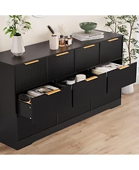 homfan 10 Drawer Tv Stand Dresser with Fluted Texture and Metal Handles for Living Room, Bedroom, Office