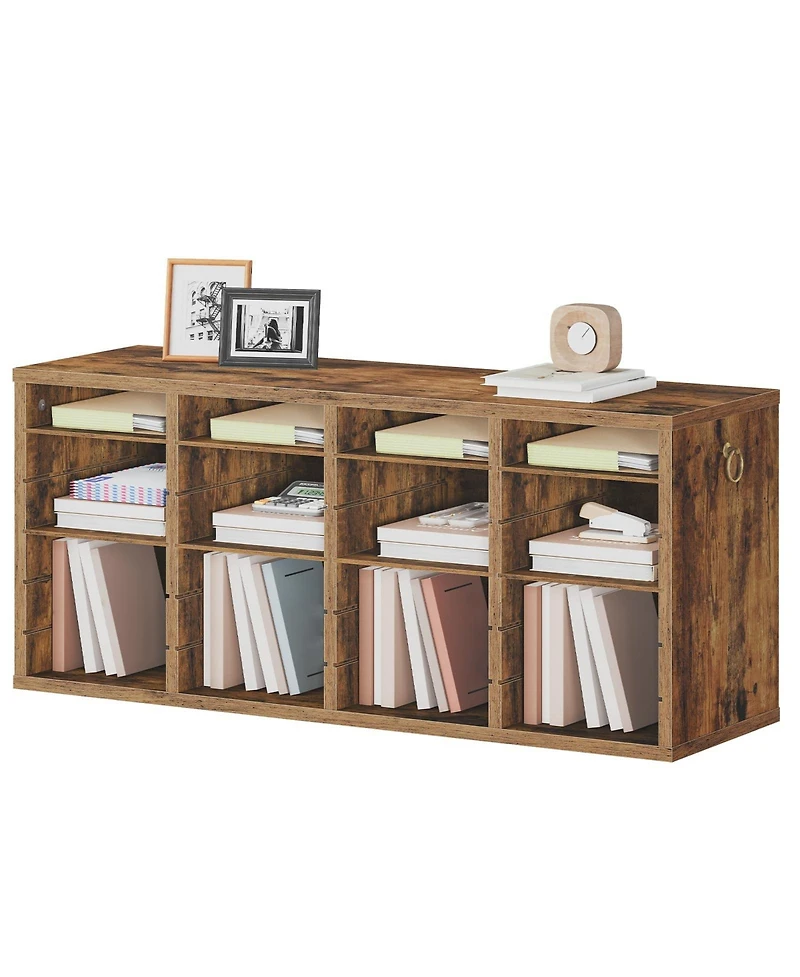 Slickblue 24-Compartment Wooden Document Sorter for Desk and Office Organization