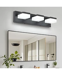 Midola Modern Led Vanity Light for Bathroom Transparent Acrylic Matt Black 3 Light Over Mirror Vanity Light