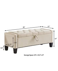sumyeg Storage Ottoman Bench with Safety Hinge and Upholstered Seating for Bedroom or Entryway