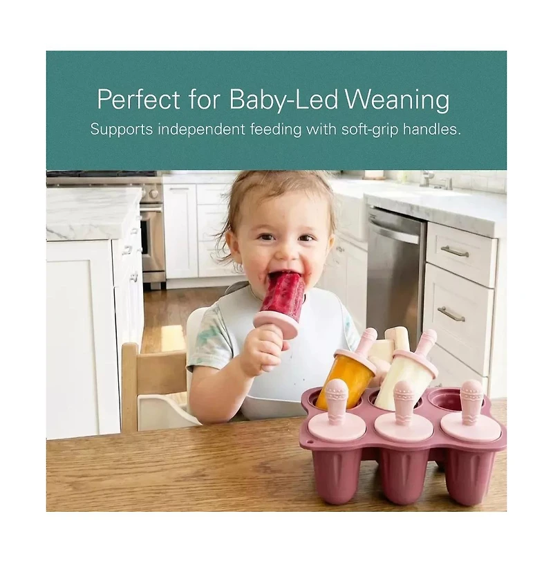 Sperric Baby Teething Popsicle Set, Baby Ice-Popsicle Mold Silicone Baby Fruit Feeders with Freezer Tray, Bpa-Free, Dishwasher Safe, Freezer Safe