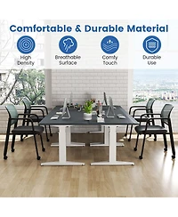 Gymax Piece Conference Chairs Stackable Office Guest Mesh Chair Waiting Room Wheels