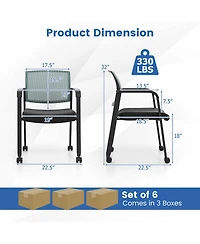 Gymax Piece Conference Chairs Stackable Office Guest Mesh Chair Waiting Room Wheels