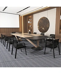 Gymax -Pack Office Conference Chair Set Mesh Guest Reception Stack Chairs with Caster Wheels