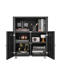 homfan Metal Mobile File Cabinet with Lockable Doors – Adjustable Shelf Rolling Under Desk Storage Organizer and Printer Stand for Home Office