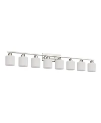 Midola 8-Light Bathroom Light Fixtures, 52inch Nickel Vanity Light with Glass Shade, Modern Bathroom Wall Lights Over Mirror for Home