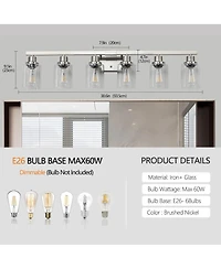 Midola 37" Modern 6-Light Bathroom Vanity Light Fixture - Brushed Nickel Finish with Clear Glass Shades, Perfect for Bathroom and Dressing Area
