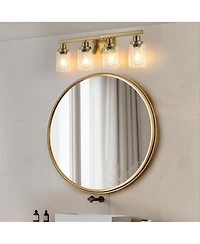 Midola 24" 4-Light Vanity Light with Clear Glass Shades, Modern Iron Metal Bathroom Wall Fixture for Mirror, Ideal for Bathroom and Dressing Table