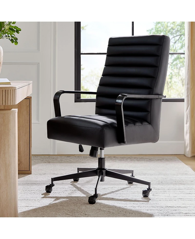 Hulala Home Anagrace Martha Modern Industrial Simple Assemble Faux Leather Swivel Tilting Office Chair with High Back