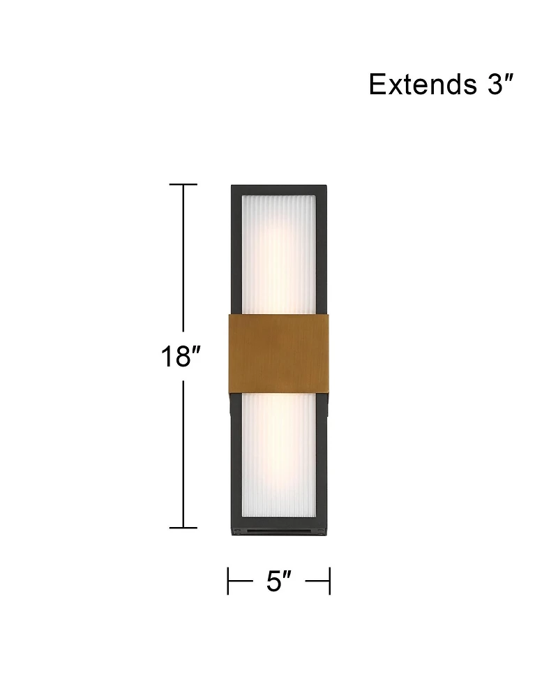 Possini Euro Design Radford 18inch H Sand and Brass Led Outdoor Wall Light