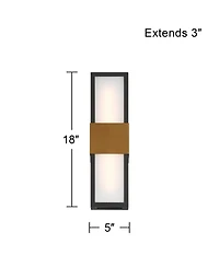 Possini Euro Design Radford 18inch H Sand and Brass Led Outdoor Wall Light
