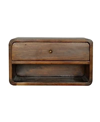 HomeRoots 18" Chestnut Solid Wood One Drawer Floating Nightstand