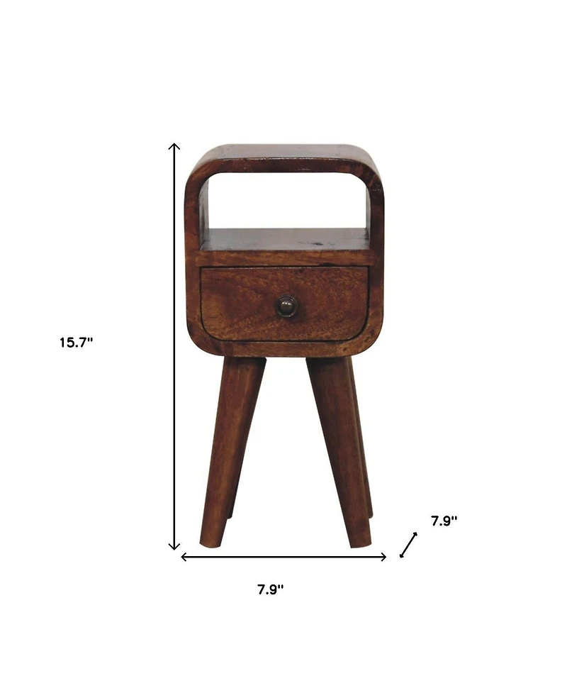 HomeRoots 16" Chestnut Solid Wood Square One Drawer Nightstand